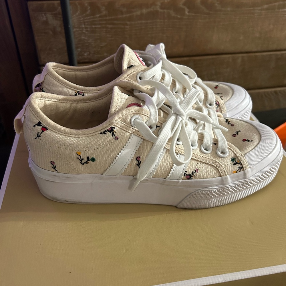 Adidas Cream Canvas Sneakers